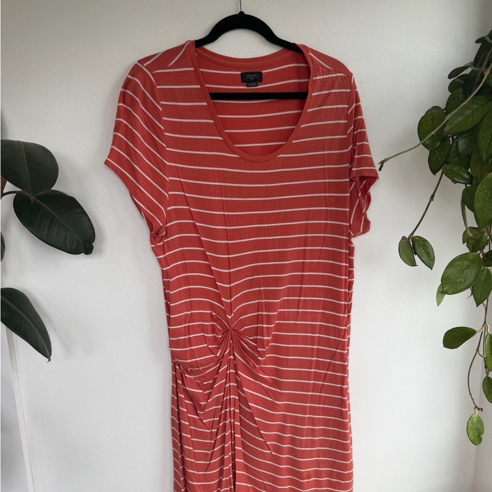 Anthropologie Coral Striped Mini Dress